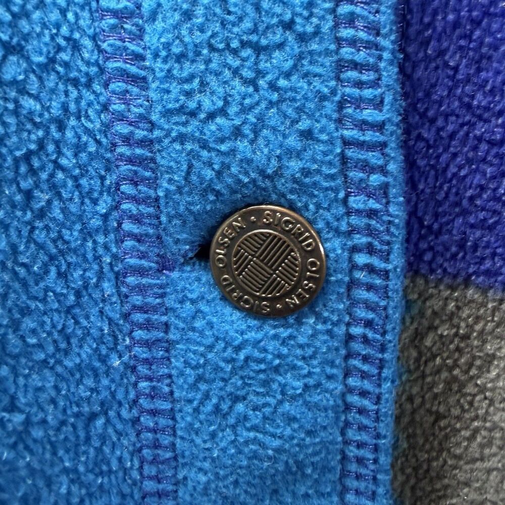 Sigrid Olsen Sport Button Up Fleece Jacket Womens Large Blue Purple Winter VTG - Picture 6 of 10
